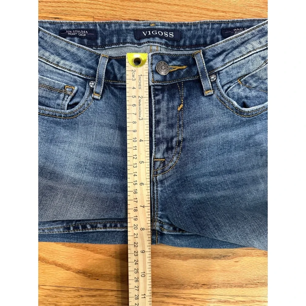 Vigoss Jeans Womens Size 25x25 Skinny Crop  Distressed‎ Blue Denim Medium Wash